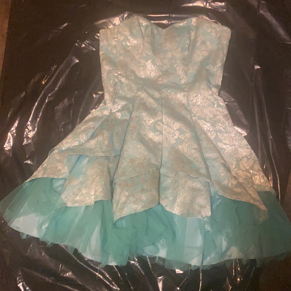 Masquerade Aqua Strapless Prom Dress NWOT